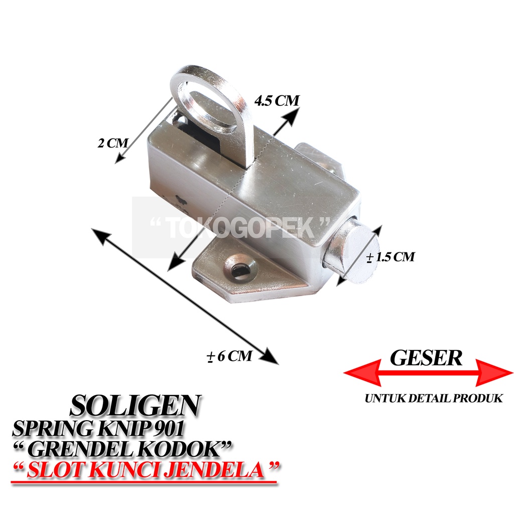 SOLIGEN SPRING KNIP 907 - GRENDEL KODOK - SLOT JENDELA BAHAN TEBAL