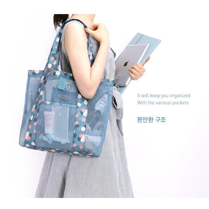 Adda Home - Tas Travel Organizer motif bunga jaring  Isi Pakaian Kosmetik Multifungsi Korea Size Besar