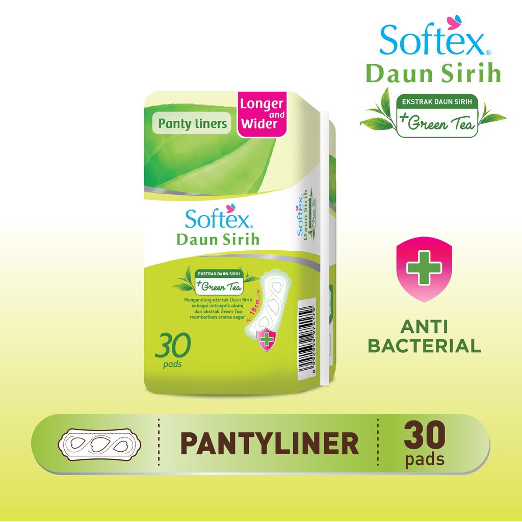 Softex Daun Sirih + Green Tea Pantyliner Longer and Wider 30s