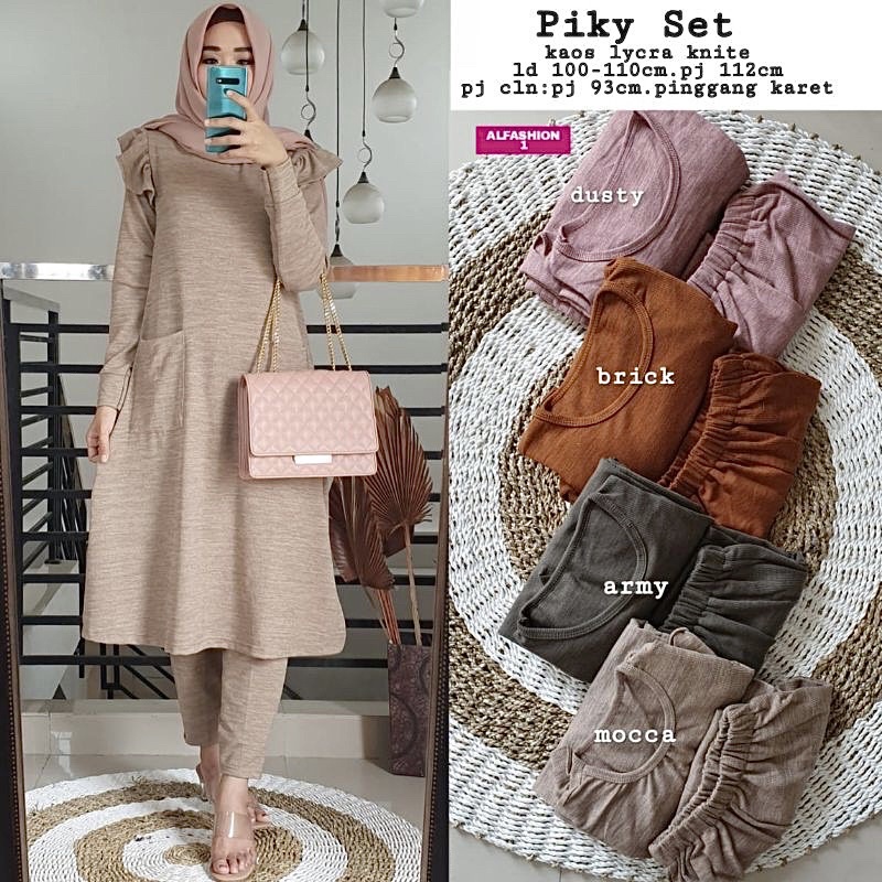 Piky Set - Set Setelan Lycra Knit Rajut LD105+ / SetCel One Set Rajut / 329-6620