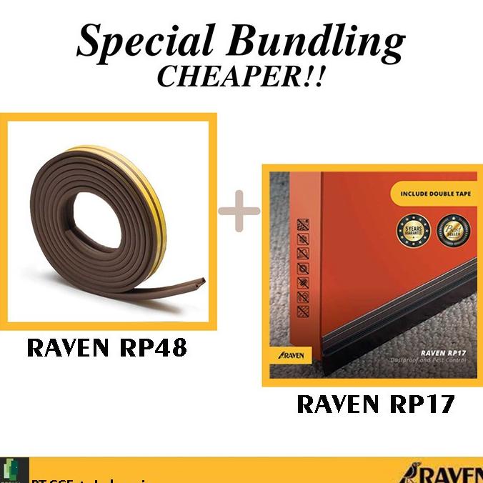 RAVEN DOOR SEAL RP17 + RP48 BROWN PAKET BUNDLING PENUTUP CELAH PINTU