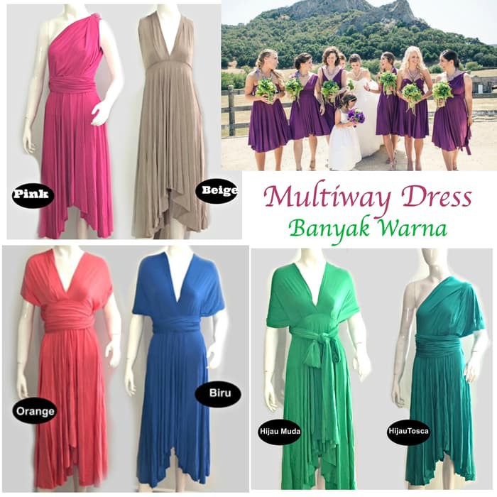 Baju Pesta Dress Multiway Bridesmaid Wedding Midi  USA  Banyak Warna   Hijau Tosca
