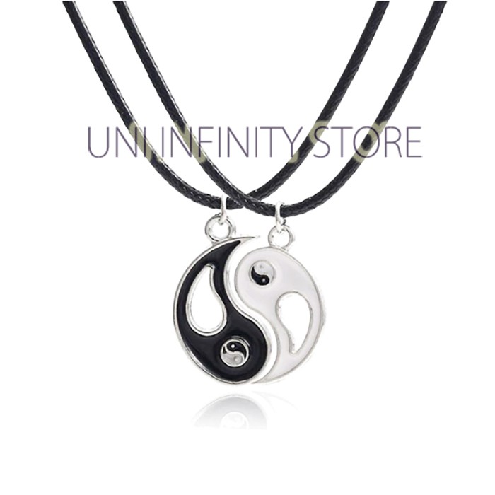 JWNE0385 Kalung Couple YinYang Tao dengan Tali Korea Hitam Unisex Pria Wanita Cowok Cewek Yin Yang Necklace
