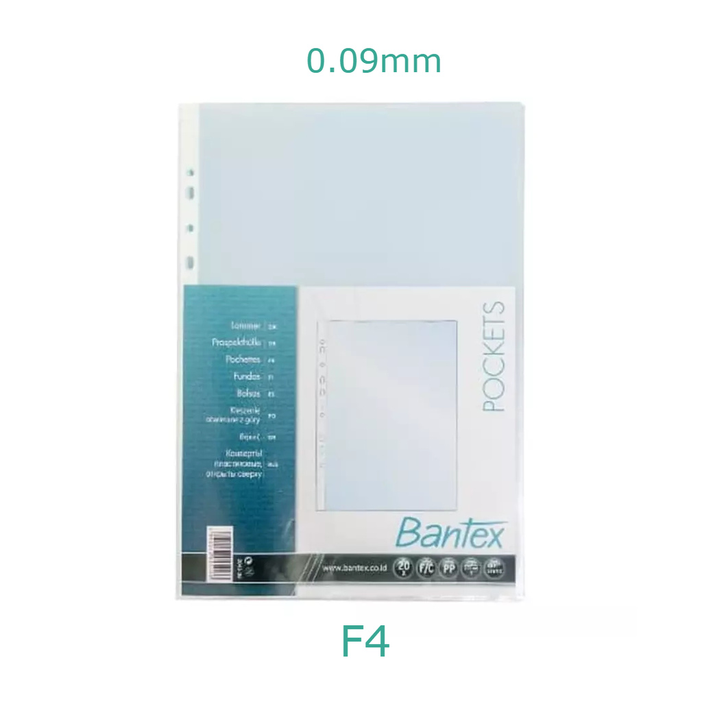 

Bantex Pocket F4 8045 08 Tebal 0.09mm Anti Glare - 20 lembar