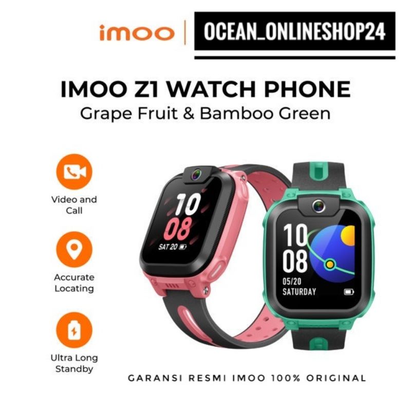 IMOO WATCH PHONE Z1 - GRAPE FRUIT - PINK - SWIMMING RESISTANCE HD CAMERA - RESMI