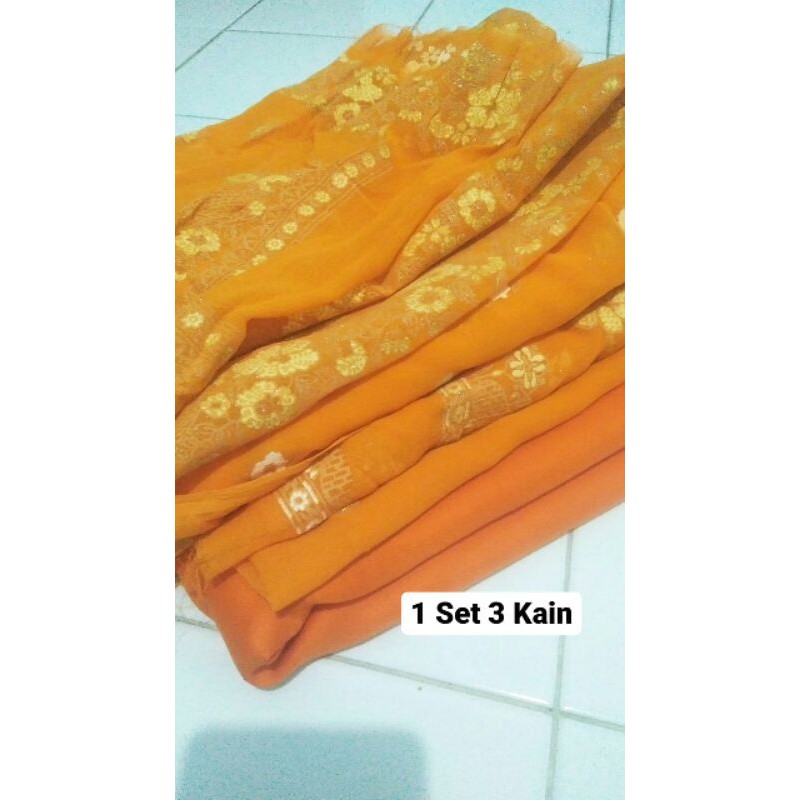 Set Kain Sari India / kain saree india siap jahit / kebaya india bordir