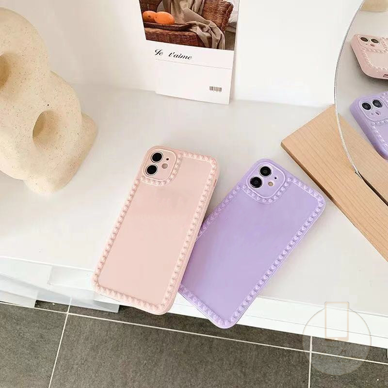 Casing iPhone 12 11 Pro Max Heart Edge Design Case iPhone 6 6S 7 8 Plus iPhone X XS XR XSMAX SE 2020 Camera Protection Square Glossy Shockproof Phone Soft TPU Case-5