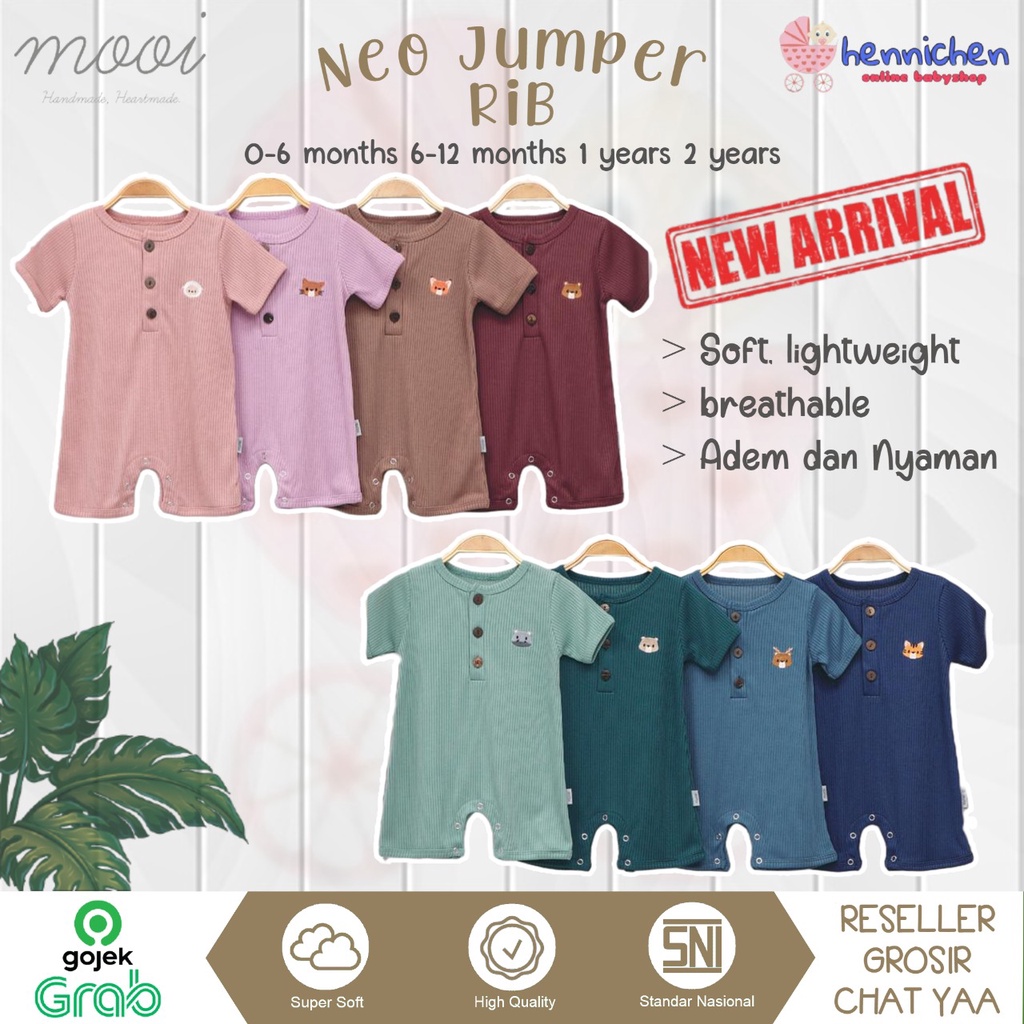 PROMO 7.7 PROMO BAJU LEBARAN MURAH MOOI Playsuit Rib Knit / NEO RIB JUMPER  Romper Kodok Pendek MOOI 3 bulan - 2 Tahun