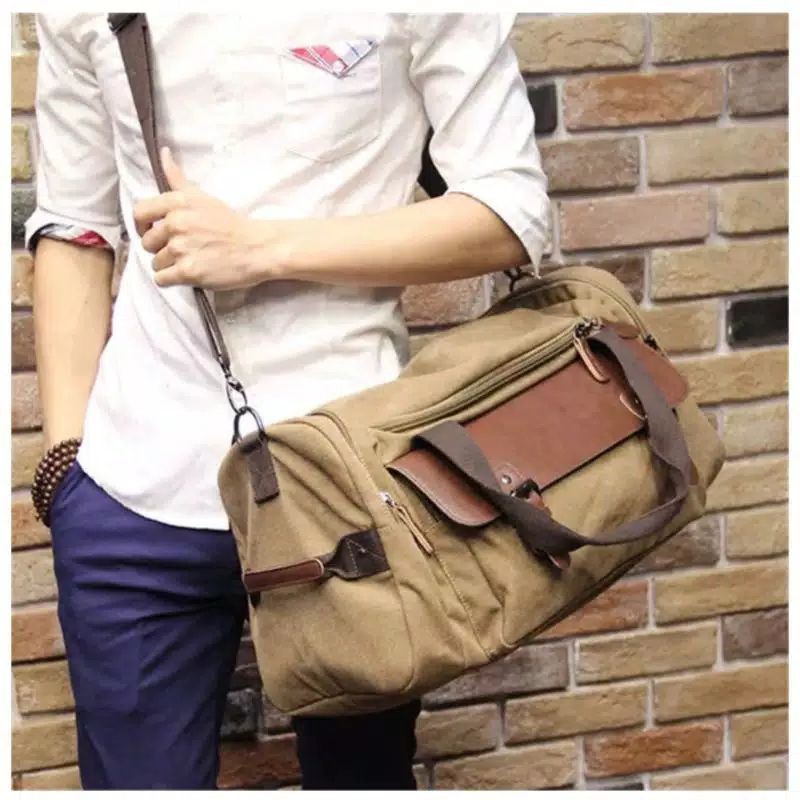 Tas tangan pria kanvas Import 8830-travelbag-tas pakaian-tas jinjing-tas salempang.