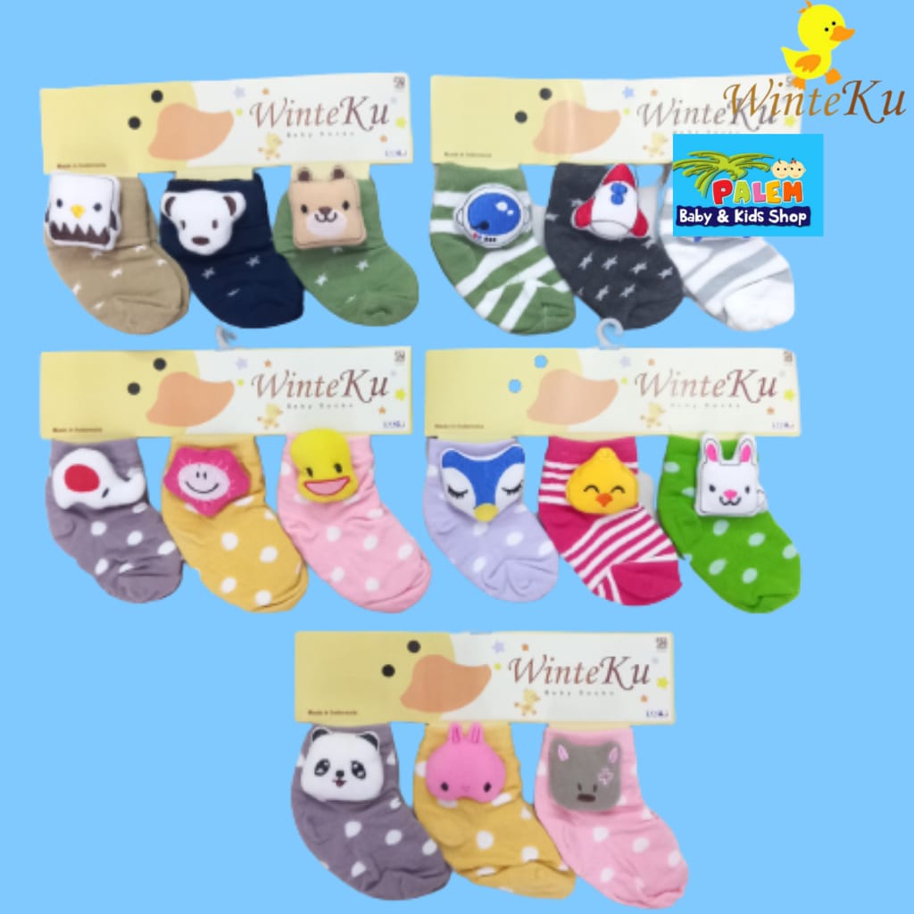 WinteKu boneka Baby Socks Kaos Kaki Bayi Termurah isi 3pcs