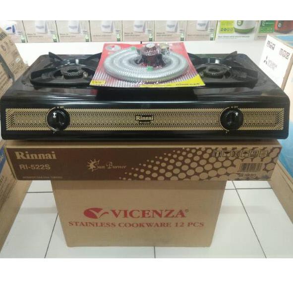 Rinnai Ri-522s Kompor Gas 2 Tungku + Selang Win gas IJD