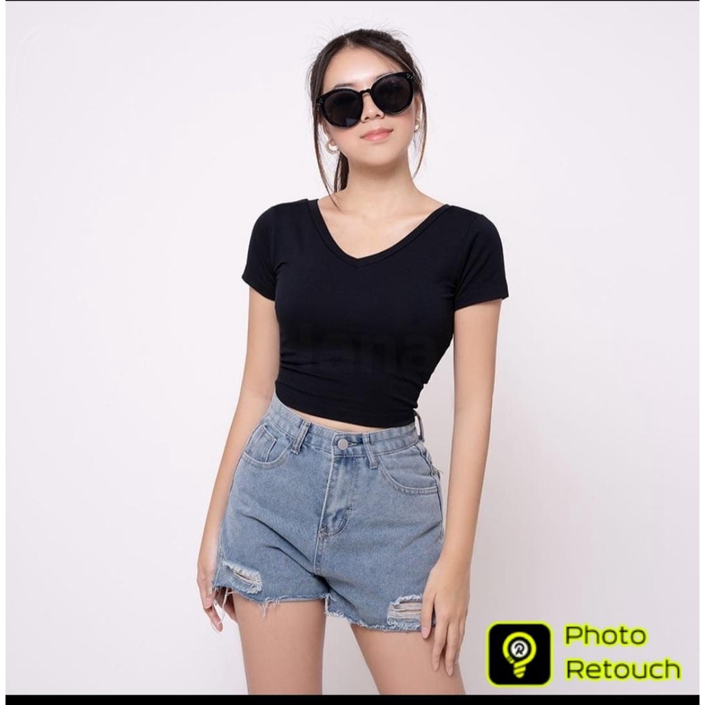 BEFAST - ZEC OOTD Wanita Tshirt JEINY / Keisha LYCRA Crop Tee / Pakaian Tshirt Crop / Atasan Kaos Crop Top / Atasan Lengan Pendek / Kaos Polos Kekiniana Remaja / Terlaris / Trendy / OOTD Ala Wanota Koream Style