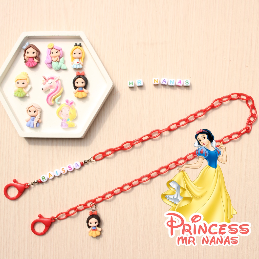 Rantai Tali Masker FREE BONEKA dan NAMA Princess Lucu Strap Masker Anak Cewe Anak Perempuan Mr Nanas