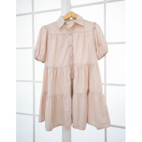 DRESS TERUSAN WANITA CEWE KOREA CASUAL DRES KEKINIAN 2021 CHERRY DRESS - Nude