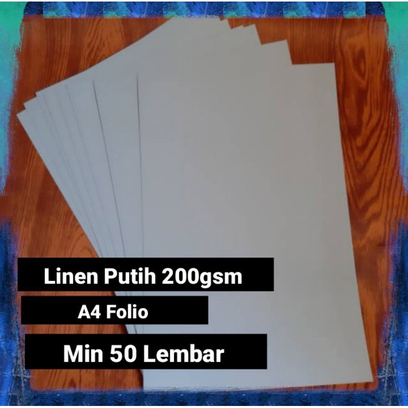 

(Minim 50 lembar) Kertas Linen Putih A4/Folio 200gsm