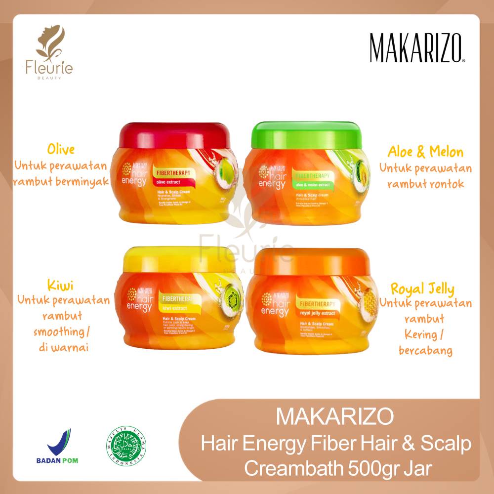 Makarizo Hair Energy Fiber Hair &amp; Scalp Creambath 500gr Jar Original BPOM