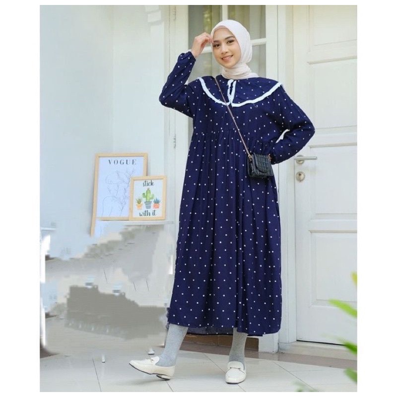 dress / polka dress / dress wanita / gamis wanita / dress wanita muslim / gamis