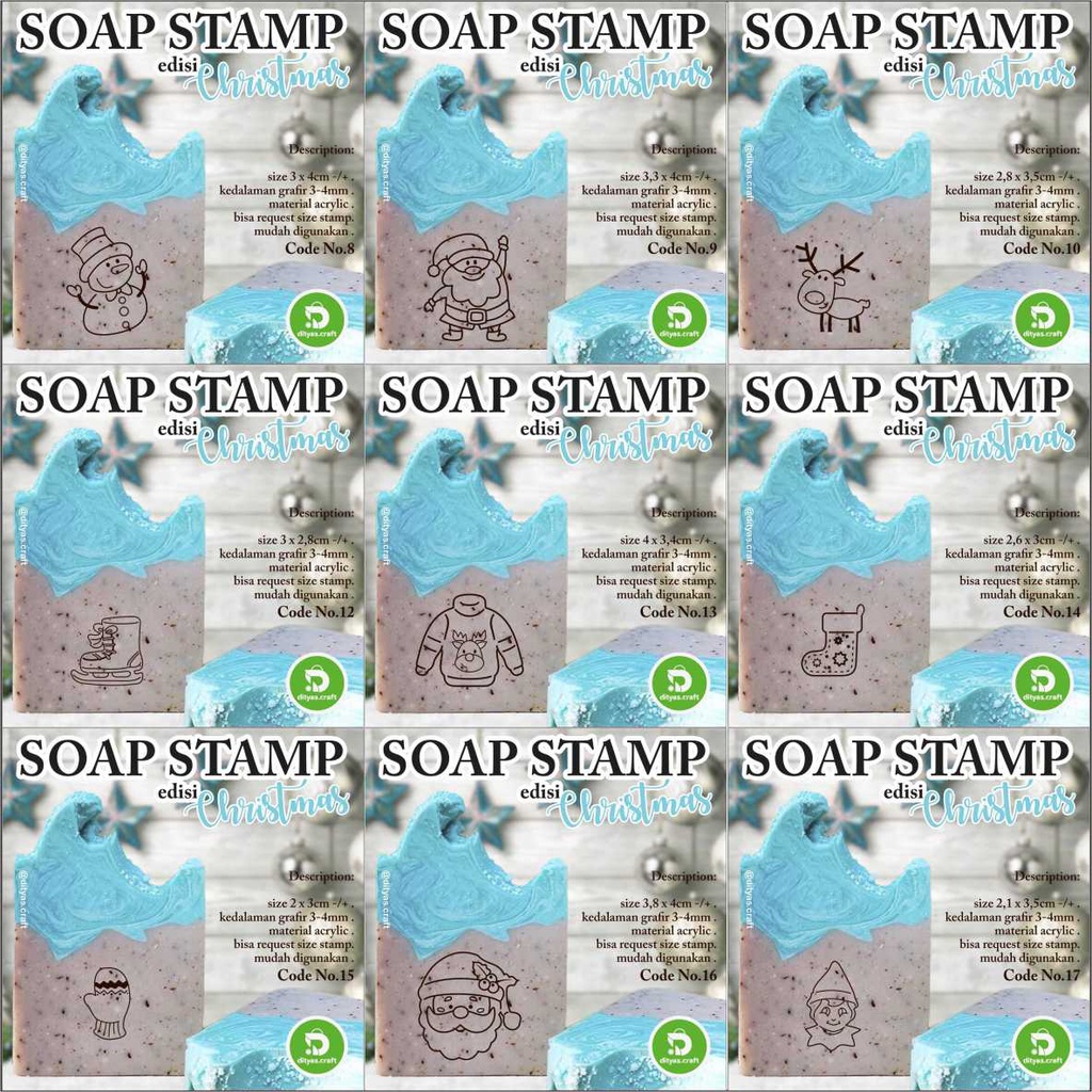 

soap stamp / stempel sabun / edisi MERRY CHRISTMAS code 8,9,10,12,13,14,15,16,17