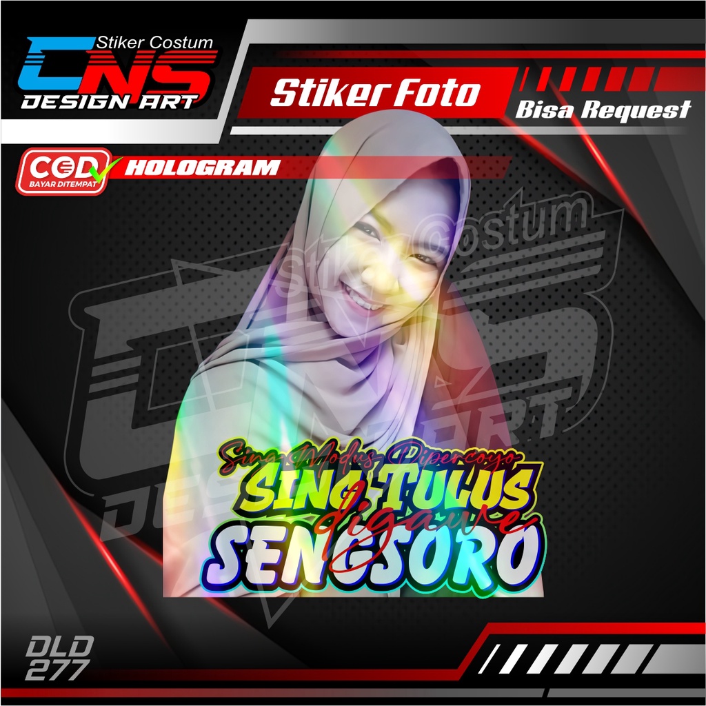 Stiker HOLOGRAM Foto Wanita Cantik Cewek Hijab Vector Kata-kata Bijak Motivasi Stiker Body, Kaca Mob