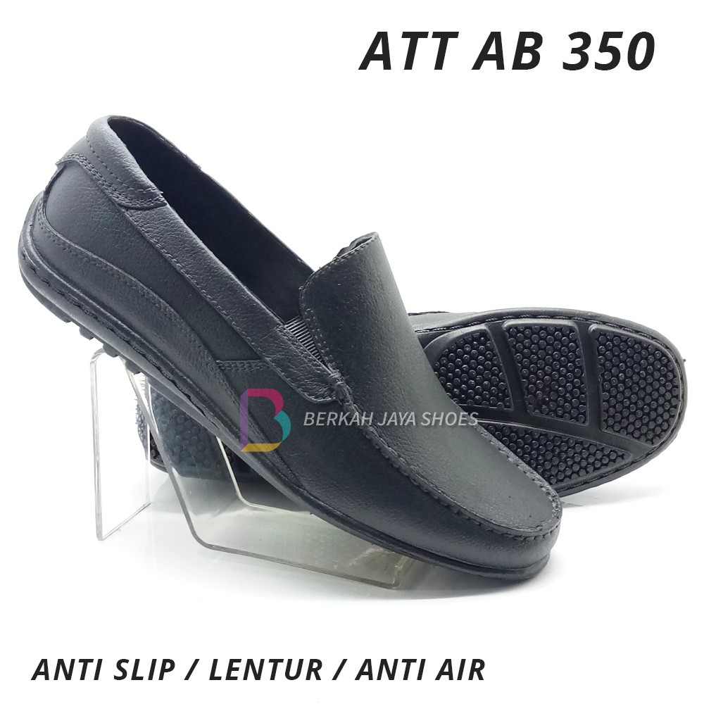 Sepatu Pantofel Karet Pria - Sepatu Kerja - Sepatu Formal- Sepatu Karet Pria ATT AB 350 Hitam