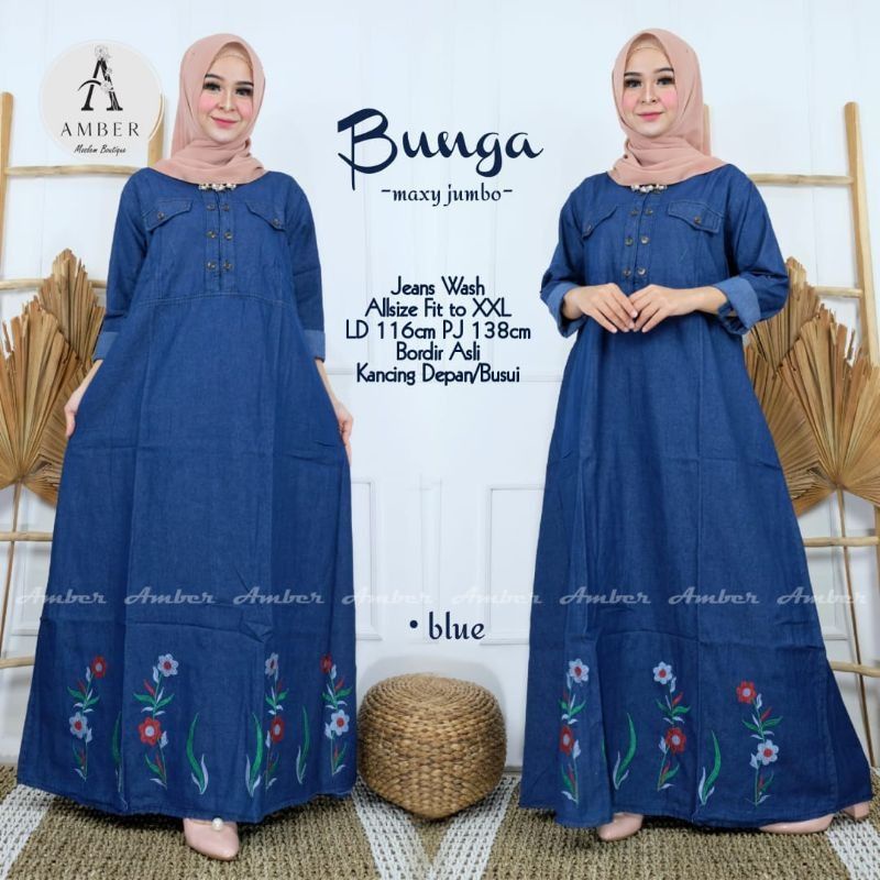 BUNGA MAXY (GAMIS/GAMIS DEWASA/GAMIS DENIM/JEANS/MURAH)