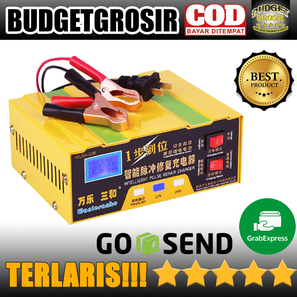 Charger Aki Mobil Lead Acid Smart Battery Charger 12V/24V 6-105AH - MF-2B - Yellow--OTOHEROES