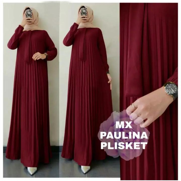 GAMIS PLISKET TERBARU / MODEL GAMIS PLISKET TALI PITA / LONGDRESS PLISKET LENGAN PANJANG MURAH