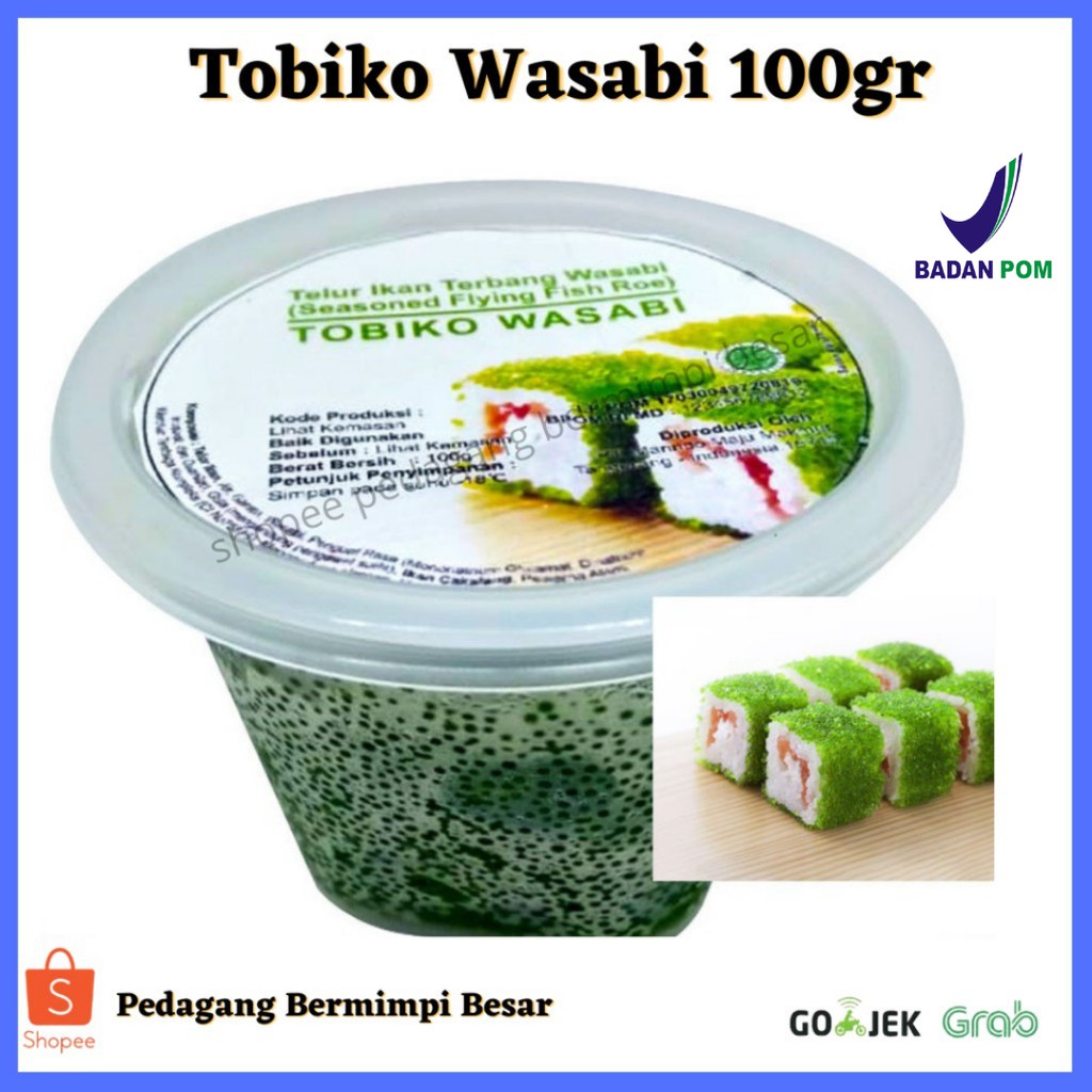 Tobiko Wasabi 100gr | Tobiko Hijau | Telur Ikan Terbang