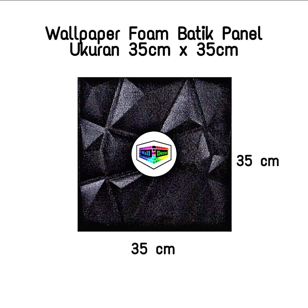 WD Wallpaper Foam Stiker 3D Batik Wall Panel Diamond Triangle Hitam Stiker Dinding Wall Paper Sticker-35cm x 35cm