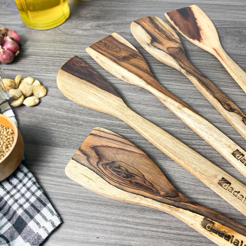 DADALALA Sodet / Spatula Kayu Set (6 in 1) Panjang 35 Cm Anti Lengket dan Tahan Panas - 2 Varian