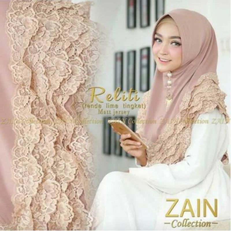 Jilbap / Khimar Reliti Renda Tumpuk  Matt Jarsey