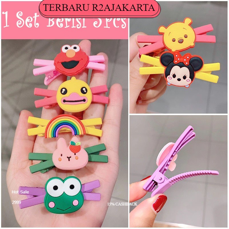 TERBARU COD HairPin Set 5Pcs Children Kartun Jepit Rambut Anak Perempuan Korea Ikat Rambut Karakter KCR37 R2a