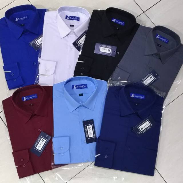 Santa Ricci Kemeja  Pria Slimfit Polos  Murah  Hitam Navy 