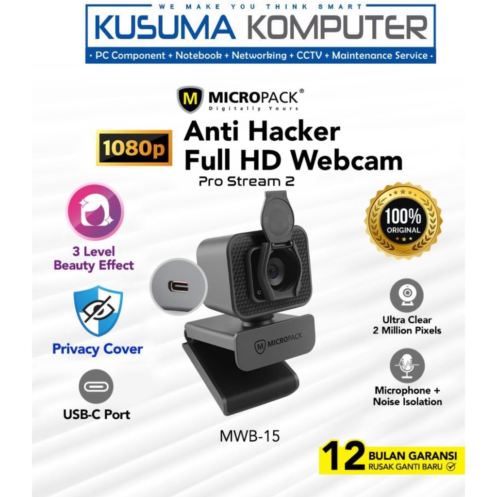 Micropack Webcam MWB-15 MWB 15, FULL HD, 2MP, With Mic