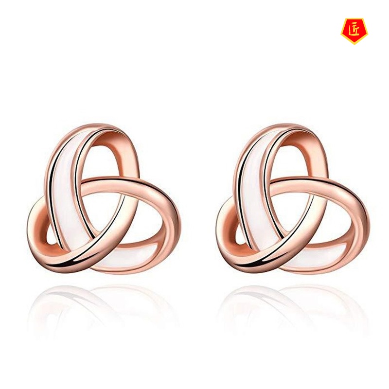 [Ready Stock]Creative Knotted Heart-Shaped Ear Studs 14K Rose Gold