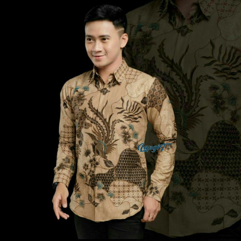 Kemeja Batik Pria Modern Lengan Panjang Casual Modis Reguler Trendy Masa Kini OL 162