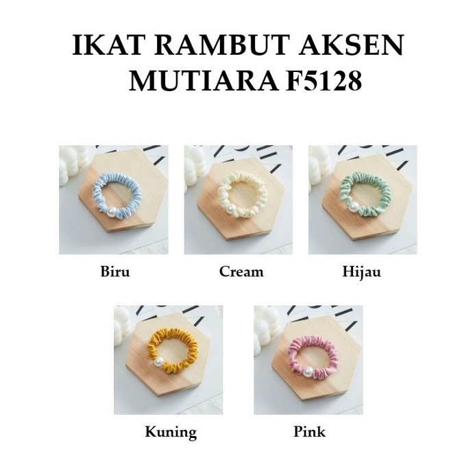 OSM JKT F5128 Ikat Rambut Aksen Mutiara / Kuncir Rambut Bahan Karet / Karet Fashion Wanita-1