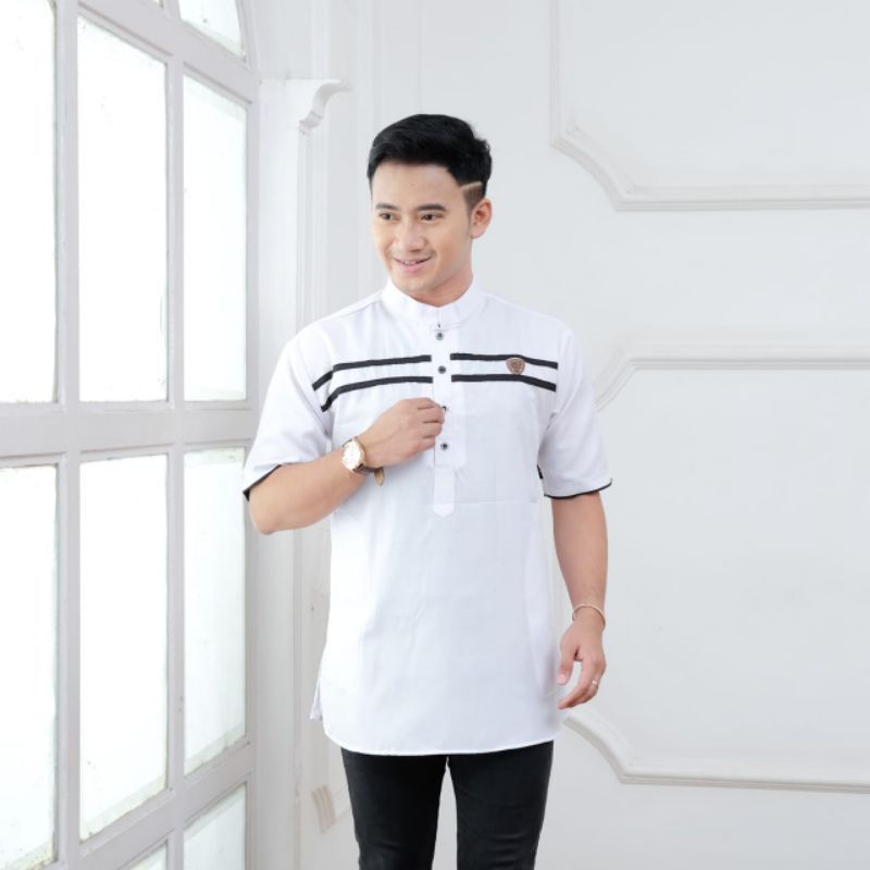 baju koko muslimin koko Kurta  lengan pendek bahan katun toyobo baju  koko dewasa  polos pendek