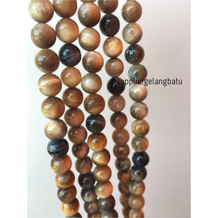 bahan gelang batu kalung yellow tiger eye premium grade 10mm kuning biduri sepah kayu akik fossil