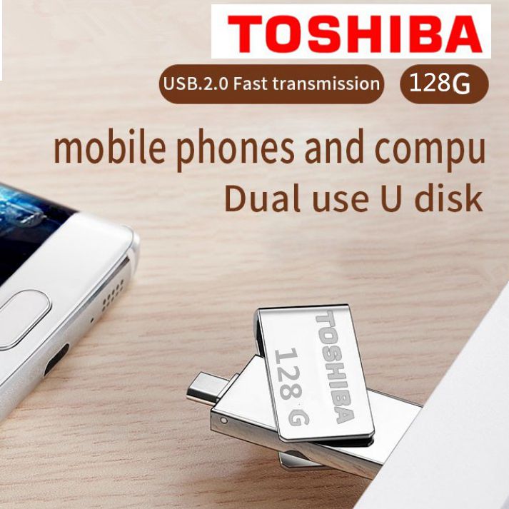 Toshiba 2 In 1 Metal USB 2.0 Micro USB OTG 128GB/256GB Dual USB Flash Memory Drive