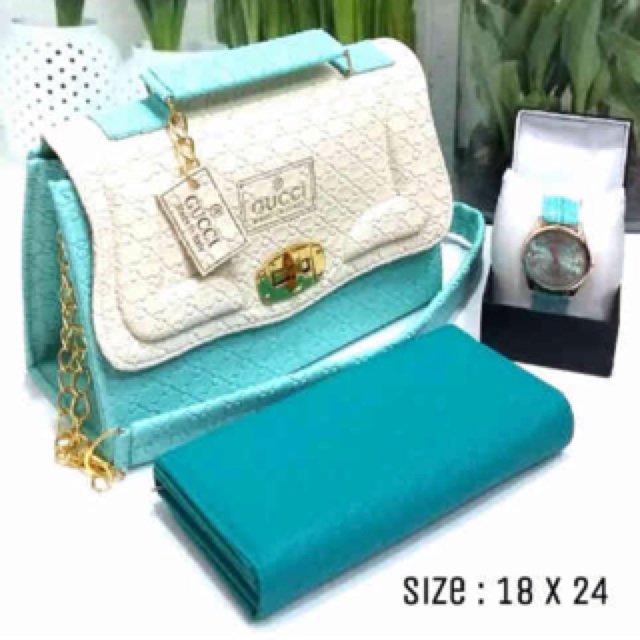 Gucci 3 in 1 tas,jam, dan dompet
