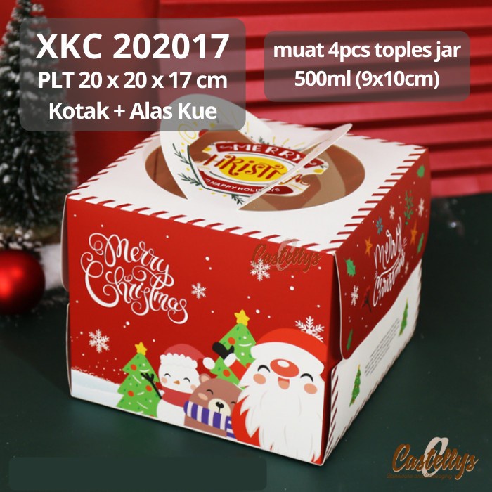 

5 PCS Kotak Box Natal XKC 202017 Kue Tart Bolu Cake Toples Hampers Christmas