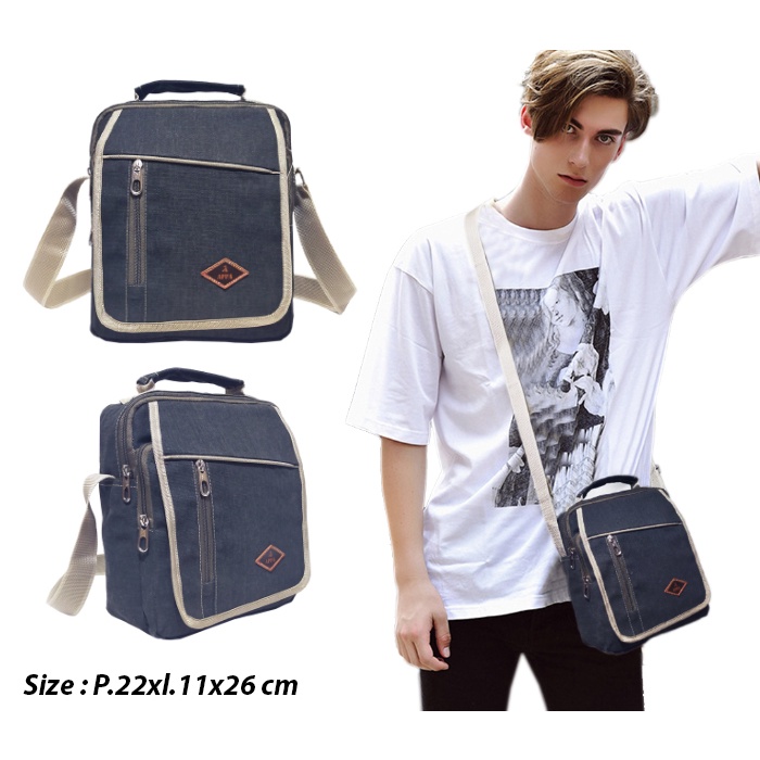 Tas BAEPACK Slempang Gaul Kanvas Vintage Classic Pria Wanita