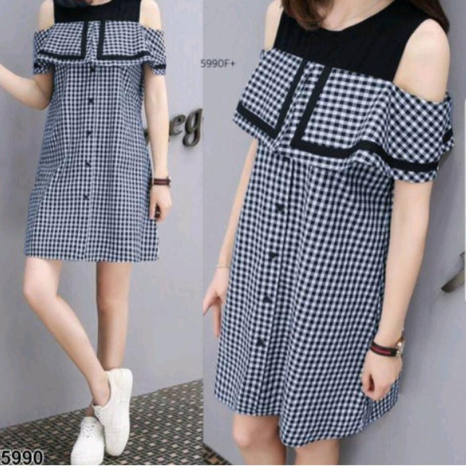 Hot Sell.. FWG - ISYANA KOTAK DRESS / DRESS KOREA KOTAK / DRESS WANITA KOREA KOTAK