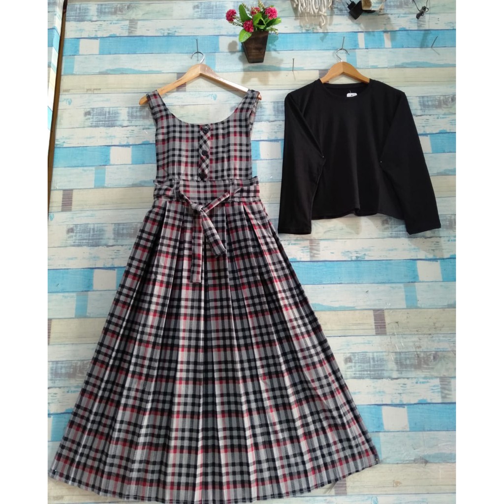 SET OVERALL KOTAK + INNER // OVERALL KOTAK //FASHION WANITA