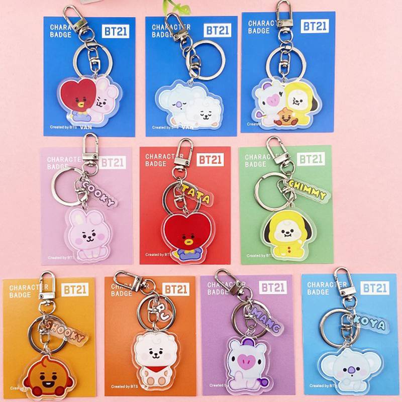 Gantungan Kunci Hias Kartun Lucu KPOP BTS Acrylic Keyring CHIMMY COOKY KOYA MANG RJ SHOOKY TATA