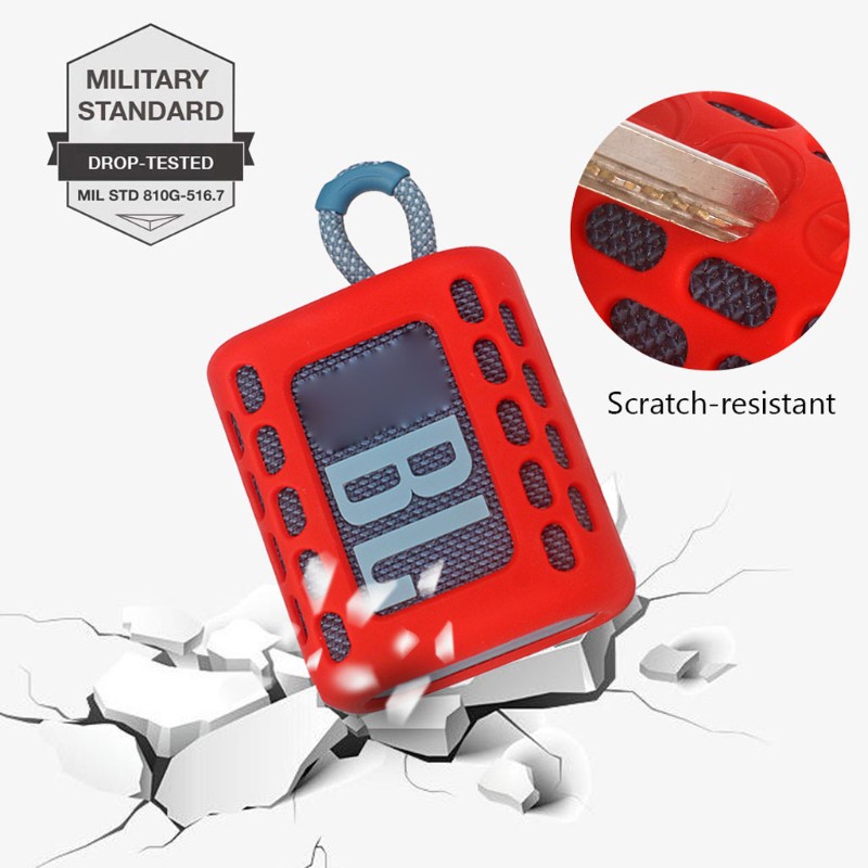 Case Pelindung Bahan Silikon Dengan Carabiner Untuk Speaker Bluetooth Jbl Go 3