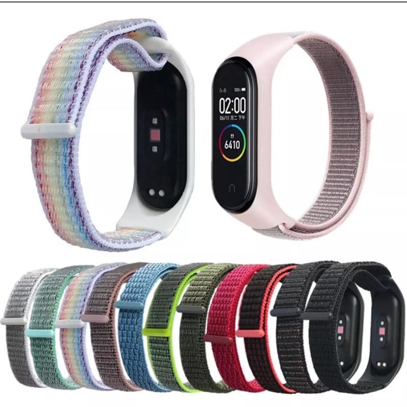 Strap universal Tali Nilon untuk Xiaomi Mi Band 6  5 4 3 Gelang Yang Dapat Diganti Mi Band 4 miBand3 miband 6 miband 6 Gelang Olahraga Bernafas untuk Xiomi Miband 3 4 5 6 Bm