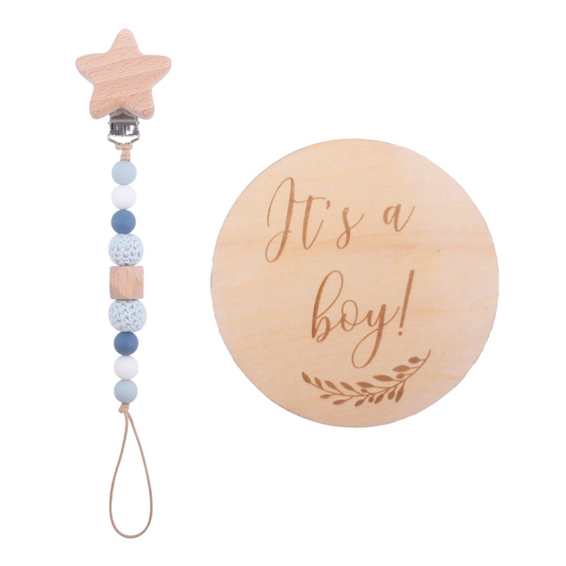 Mary Klip Rantai Manik Kayu Beech Handmade Holder Dot Empeng Bayi