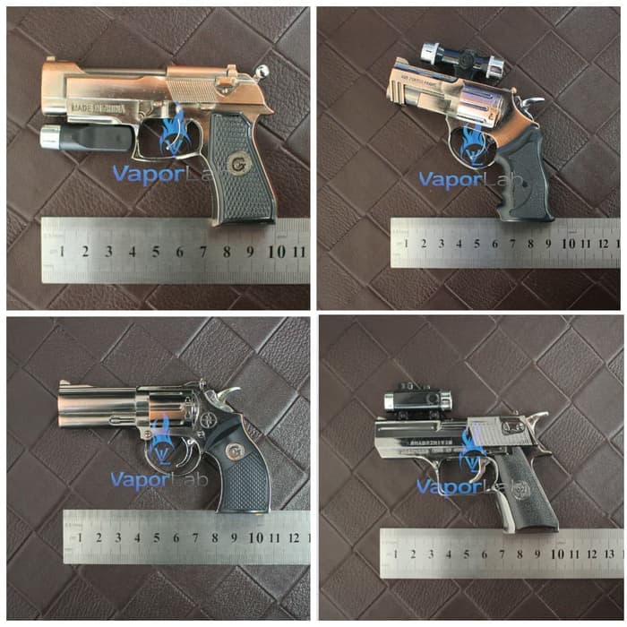 mancis korek api gas bara pistol mini gun laser pointer lighter unik - 916 Perunggu